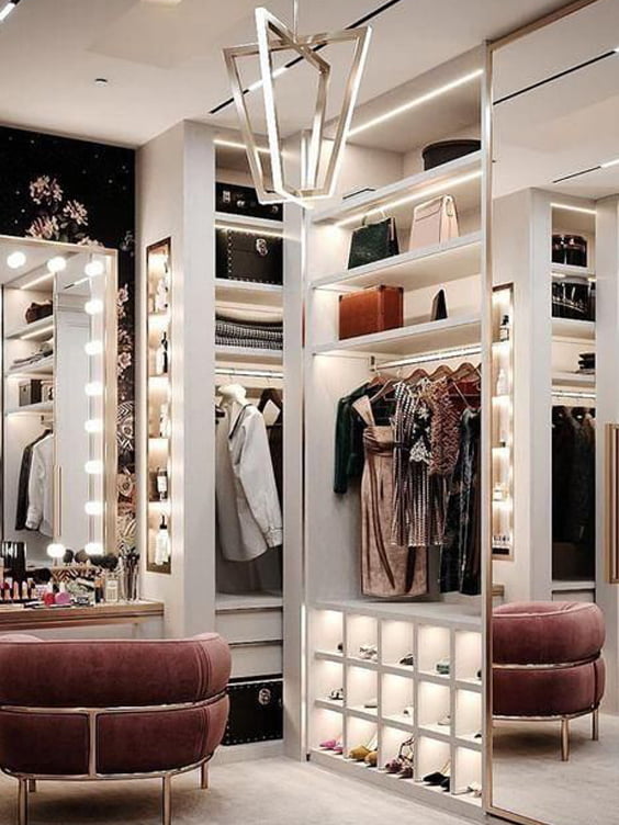 İlham Veren 30 Giyim Odası ile Dekorasyon Önerileri - giyinme odası avize